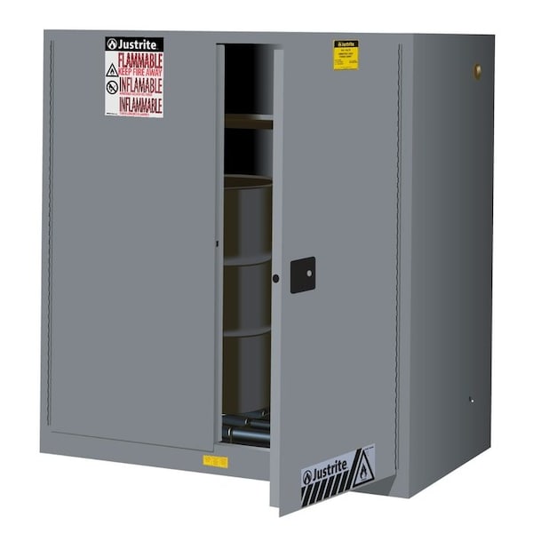 60 gal, 1 Shelves, 18-Gauge Steel, 43 in W x 65 in H x 34 in D, Gray